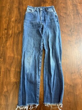 Vintage Rocky Mountain Western jeans  Floral Yoke with Distressed Hem